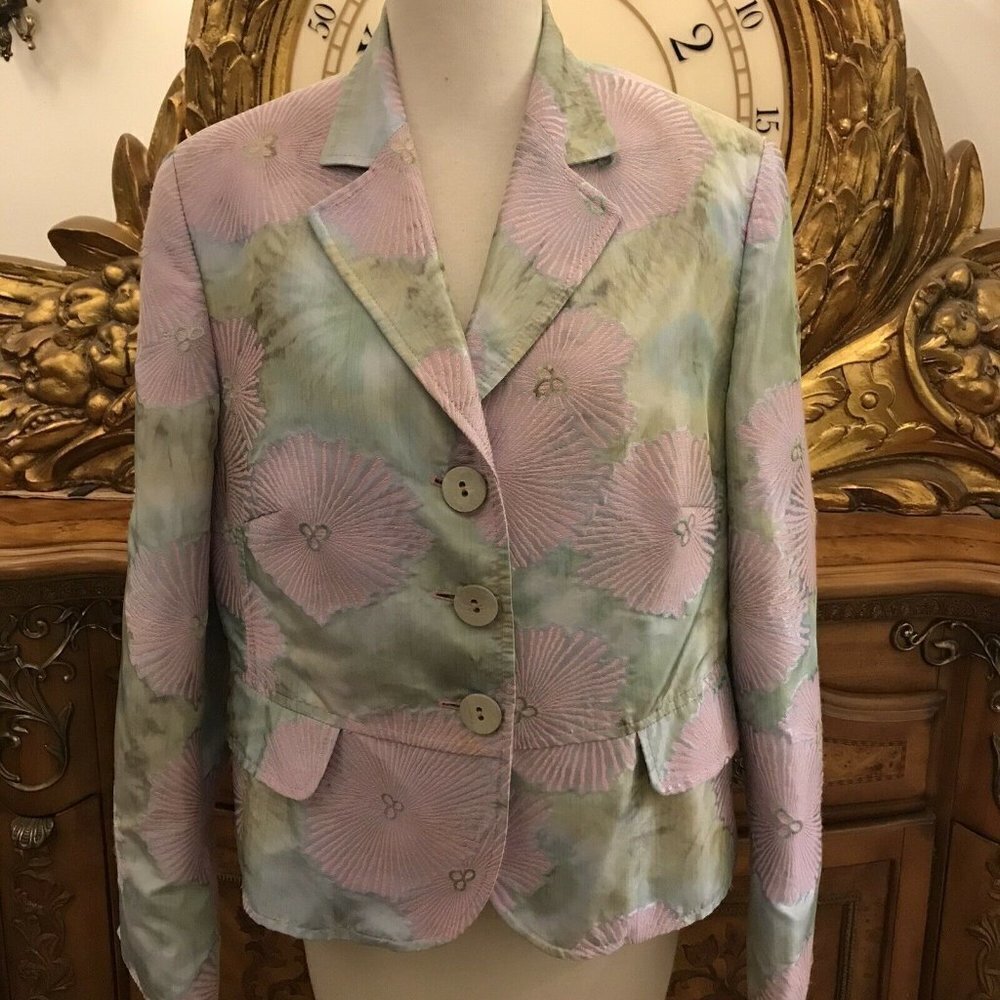 CLEMENT. Size 16-18. Embroidered Satin Lined Long Sleeve Dressy Jacket. DB